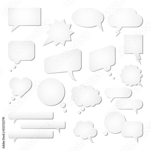 Flat speech bubble set. Talk bubble. Cloud speech bubbles collection. Vector illustration isolated on the white background