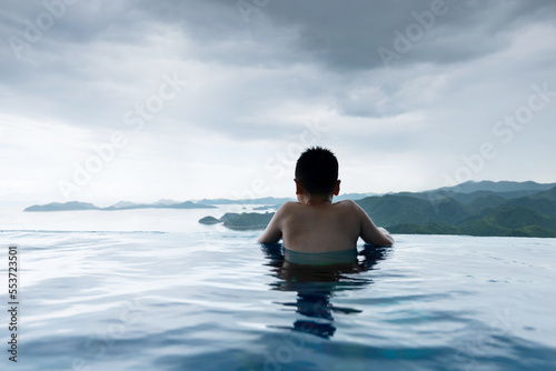 Boy swimming in the sea