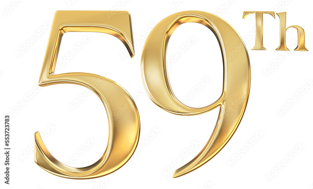 anniversary Golden 59 Number 3D Rendering anniversary Golden 59 Number 3D Rendering