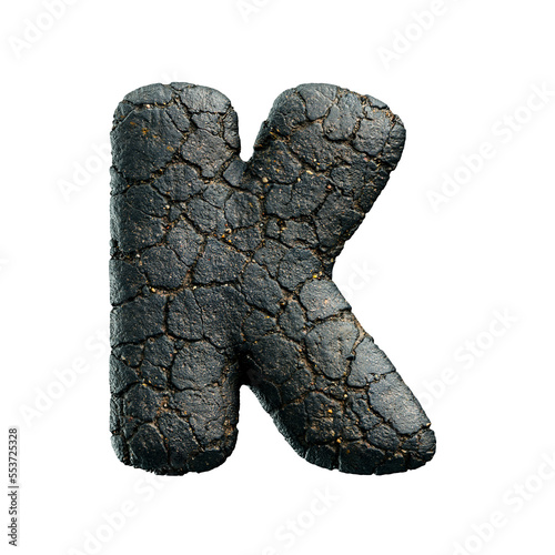 asphalt letter K - Capital 3d tarmac font - suitable for road, transport or highway related subjects  © chris3d