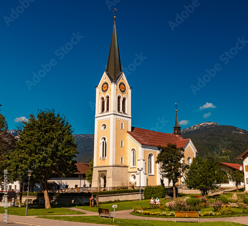 Beautiful church at the famous Kleinwalsertal valley  Riezlern  Vorarlberg  Austria