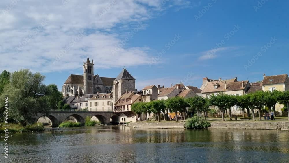 Medieval tourist town in France near a water channel, Moret-sur-Loing, near Fontainebleau and High quality 4k footage Medieval tourist town in France near a water channel, Moret-sur-Loing, near Fontainebleau and High quality 4k footage