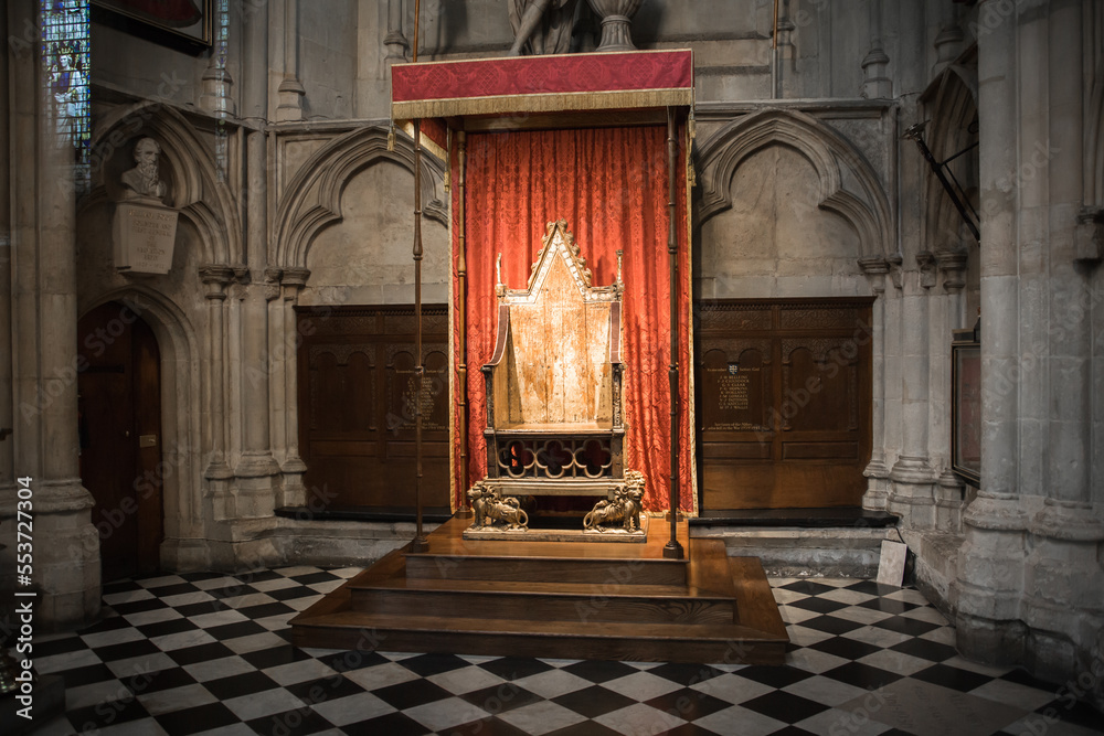  The Coronation Chair, known as St Edward's Chair or King Edward's Chair 1300. Used for coronation of all British monarchs. London, UK