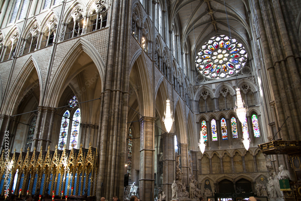 Fototapeta premium London, UK. North Transept view and Rose Window of the Collegiate Church of Saint Peter at Westminster