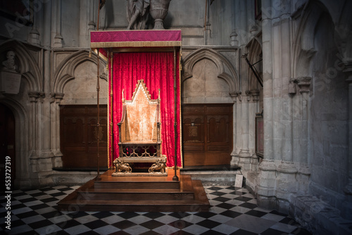  The Coronation Chair, known as St Edward's Chair or King Edward's Chair 1300. Used for coronation of all British monarchs. London, UK photo