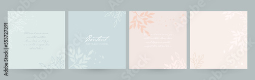 Elegant templates with floral elements for social media post design. Concept of cosmetic, wedding, floristry, skin care or fashion.	