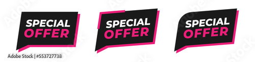 Modern set of special offer banner. Vector illustration with black and pink color.