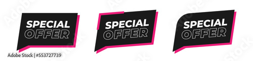 Modern set of special offer banner. Vector illustration with black and pink color.
