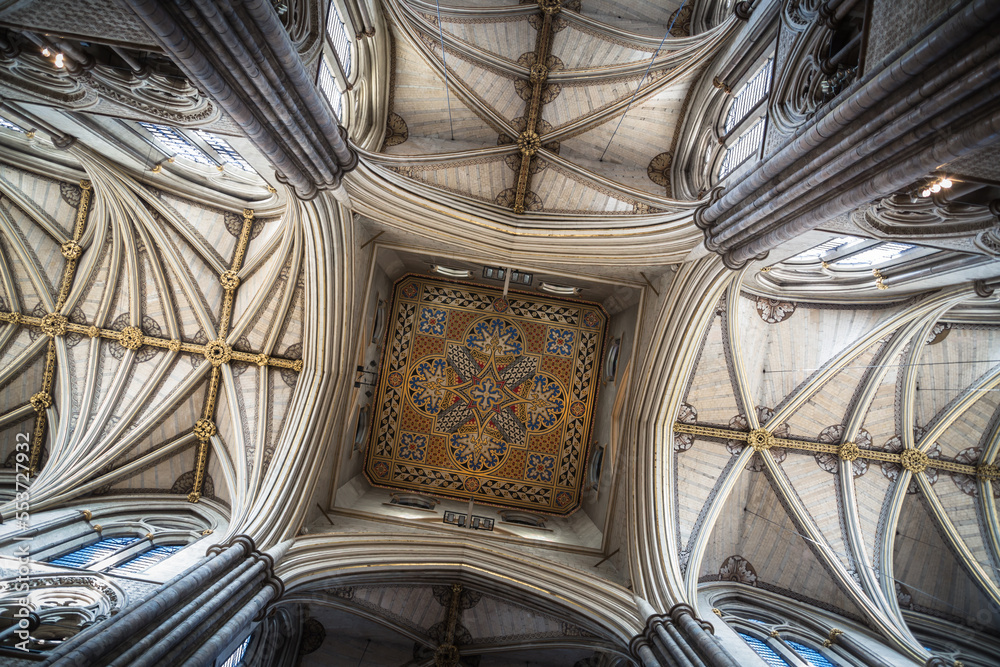 London, UK. Ceiling in the Collegiate Church of St. Peter at Westminster Abbey London, UK. Ceiling in the Collegiate Church of St. Peter at Westminster Abbey