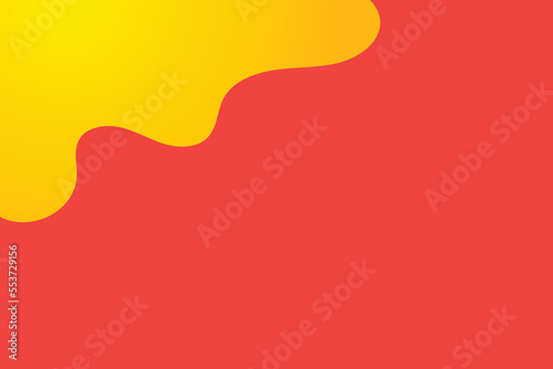 Colourful red background with wavy yellow pattern in the corner