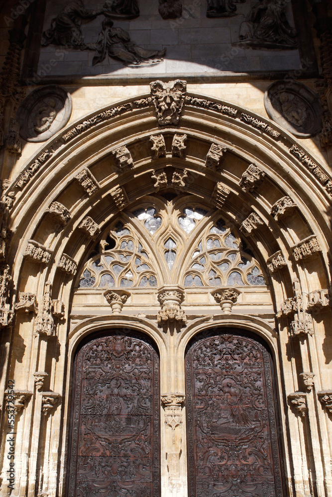 Oviedo (Spain). Detail of the portico of the Cathedral of Oviedo