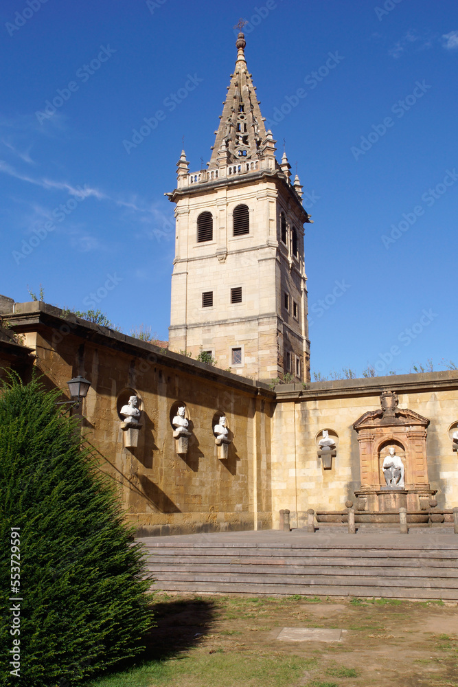 Oviedo (Spain). Garden of the Kings Caudillos on the north side of the Oviedo Cathedral