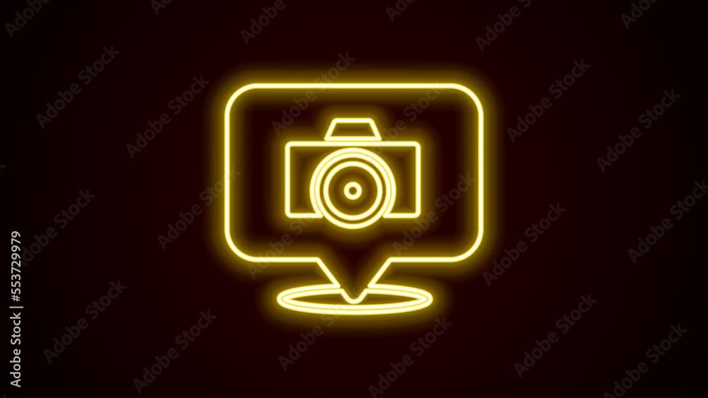 Glowing neon line Photo camera icon isolated on black background. Foto camera. Digital photography. 4K Video motion graphic animation Glowing neon line Photo camera icon isolated on black background. Foto camera. Digital photography. 4K Video motion graphic animation