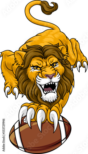 A lion American football sports team cartoon animal mascot