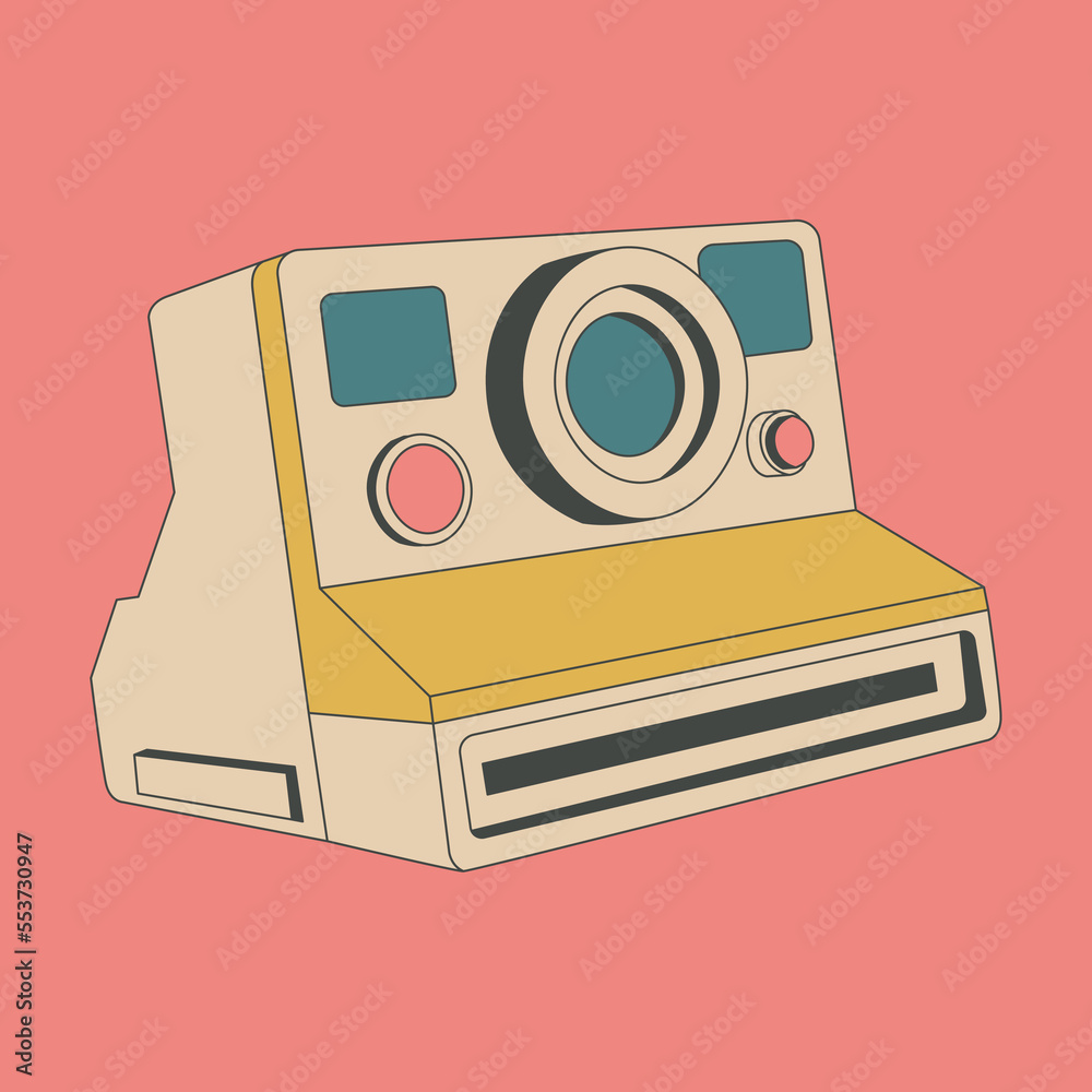 Fototapeta premium Fashion minimal illustration. Retro camera. Vintage lover concept