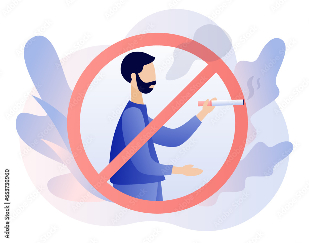No smoking sign. Rejection of nicotine, stop smoke, healthy habits ...