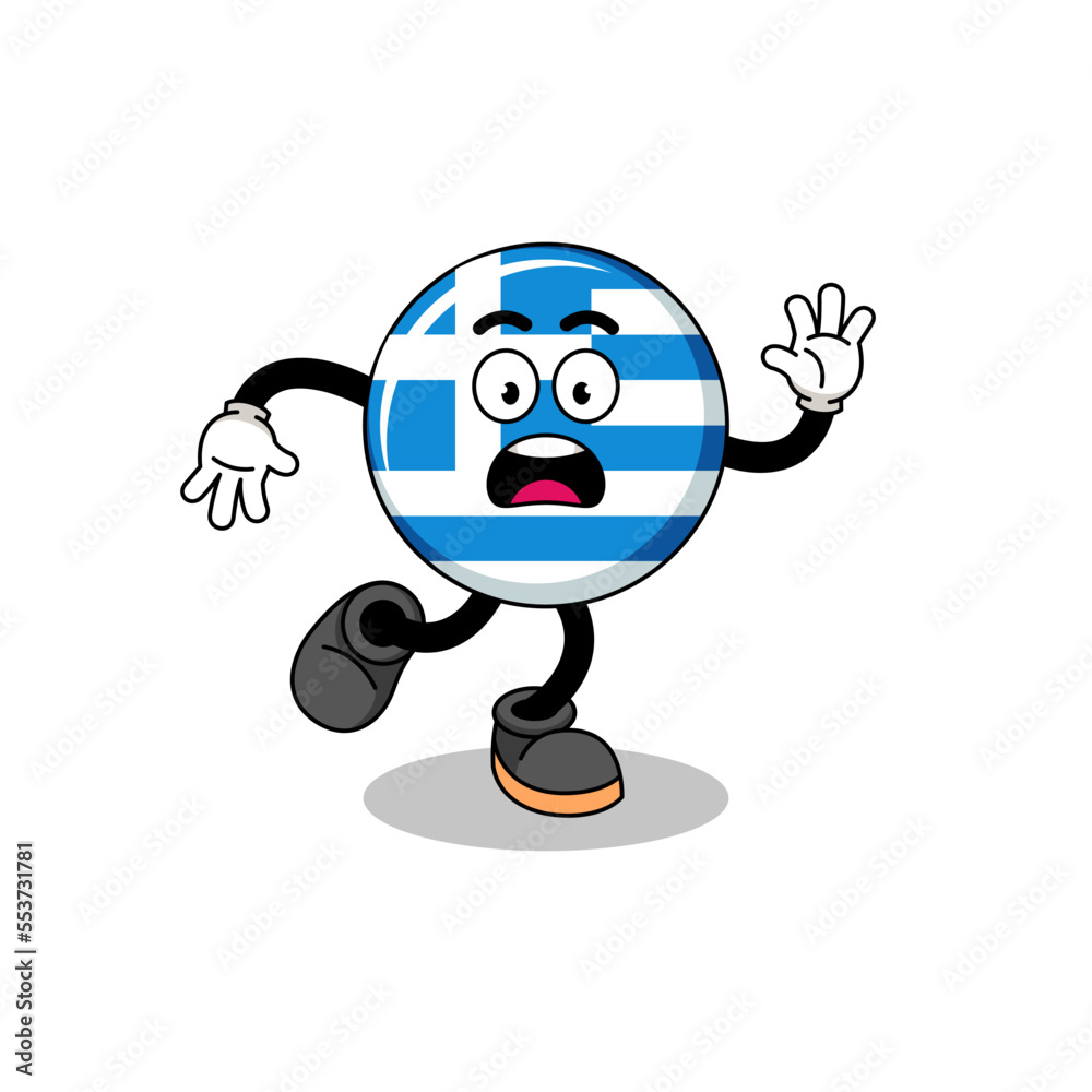 slipping greece flag mascot illustration slipping greece flag mascot illustration