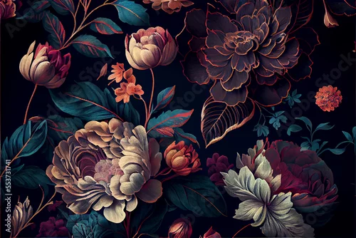 Fototapeta floral pattern inspired in traditional cashmere embroidered shawls ideal for backgrounds