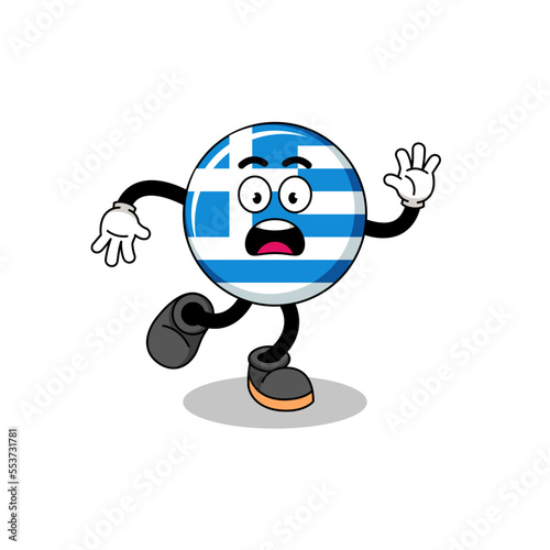 slipping greece flag mascot illustration