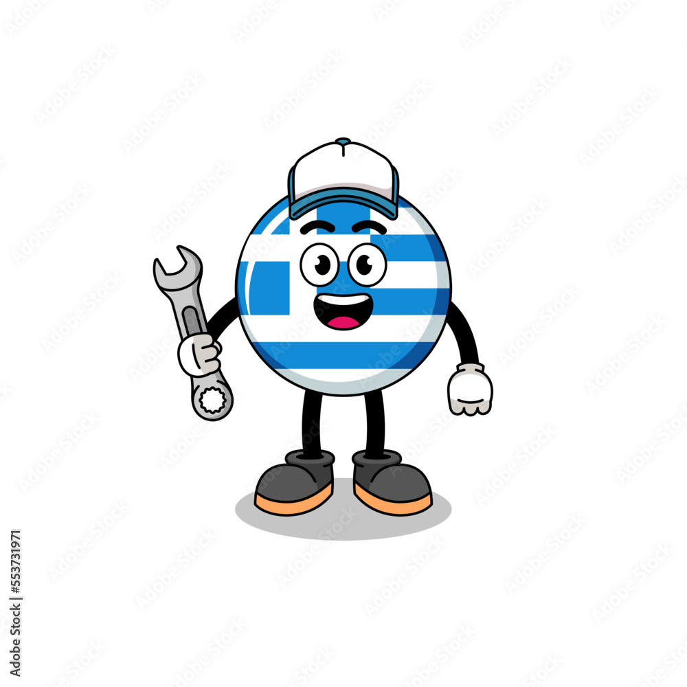 greece flag illustration cartoon as a mechanic greece flag illustration cartoon as a mechanic