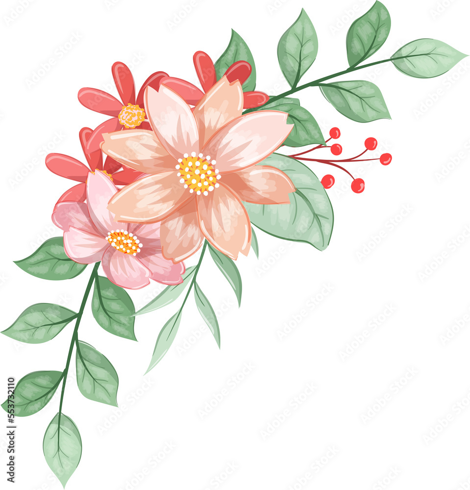 Fototapeta premium Orange Flower Arrangement with watercolor style