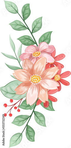 Orange Flower Arrangement with watercolor style