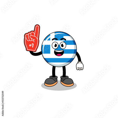 Cartoon mascot of greece flag number 1 fans
