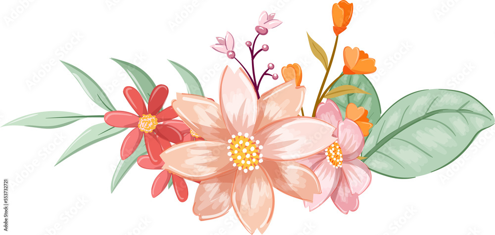 Obraz premium Orange Flower Arrangement with watercolor style