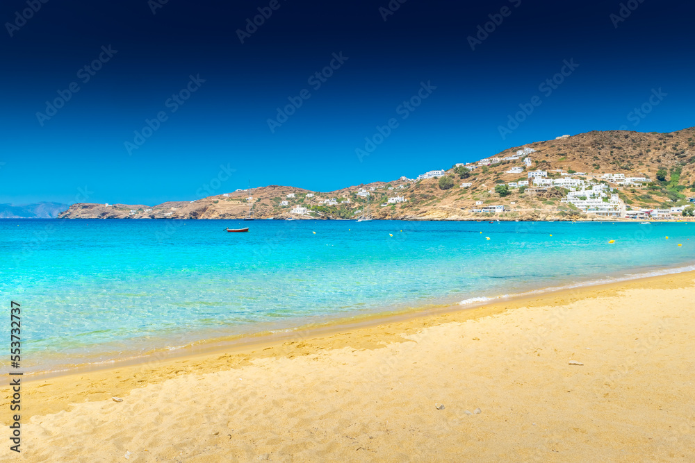 Amazing crystal clear water of Manganari beach, Ios Island,  Greece