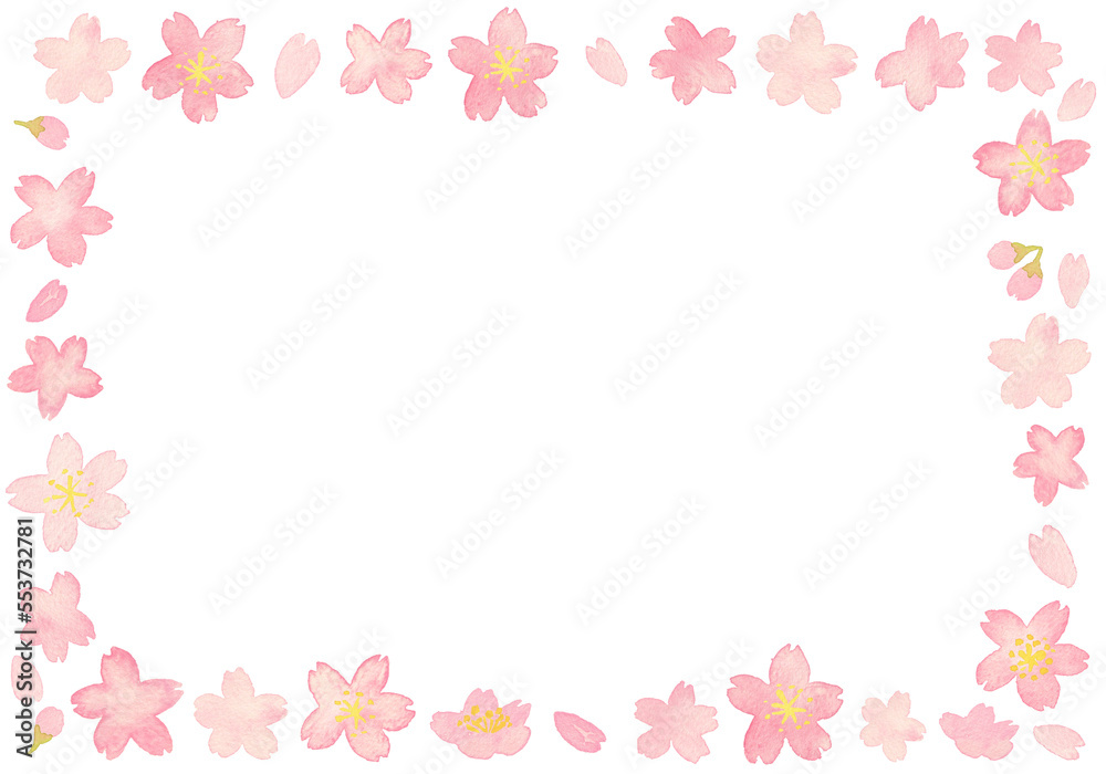 水彩のシンプル桜フレーム