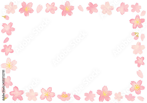 水彩のシンプル桜フレーム