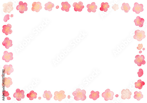 水彩のシンプル梅の花フレーム © Kiyosi