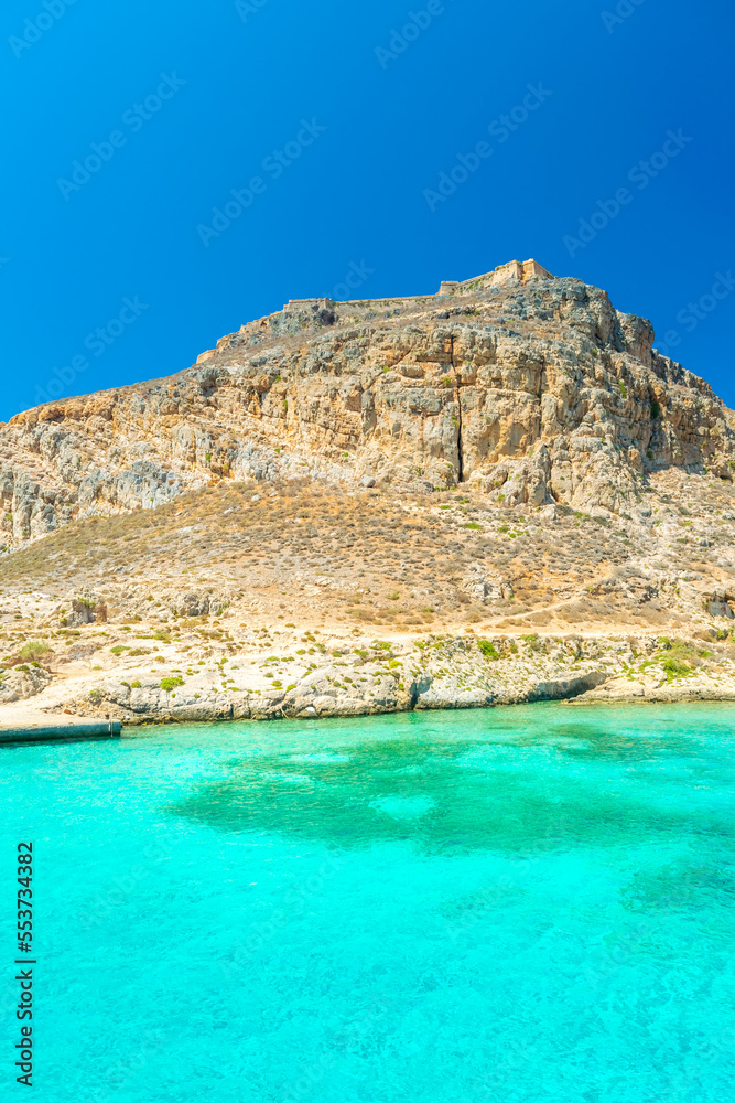 Amazing crystal clear water on the shoreline of Gramvousa Island,  Crete, Greece