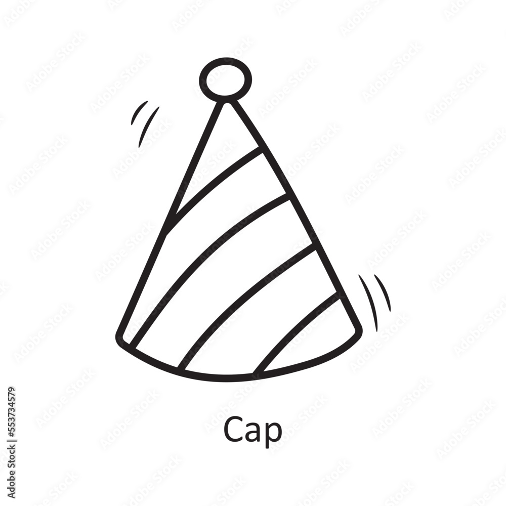 Cap vector outline Icon Design illustration. Party and Celebrate Symbol on White background EPS 10 File Cap vector outline Icon Design illustration. Party and Celebrate Symbol on White background EPS 10 File