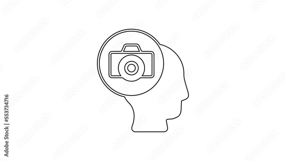 Black line Photo camera icon isolated on white background. Foto camera. Digital photography. 4K Video motion graphic animation Black line Photo camera icon isolated on white background. Foto camera. Digital photography. 4K Video motion graphic animation