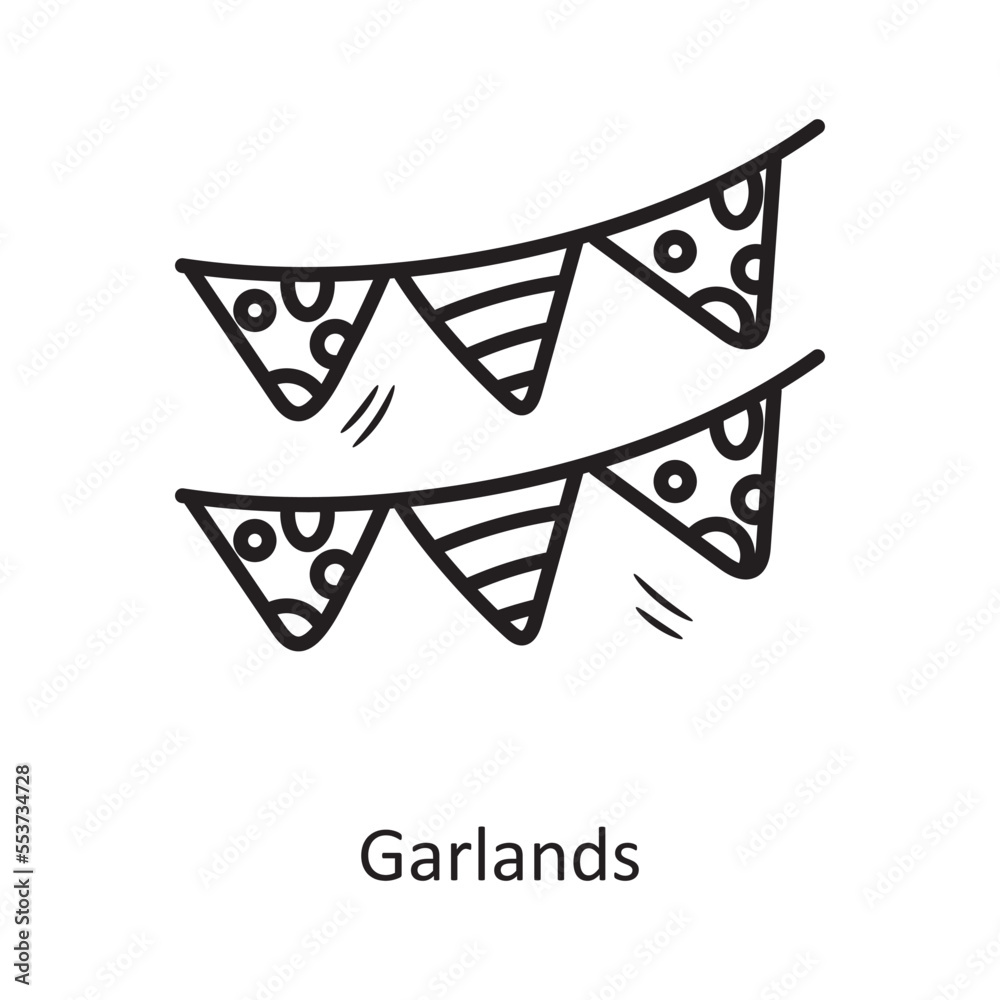 Garlands vector outline Icon Design illustration. Party and Celebrate Symbol on White background EPS 10 File Garlands vector outline Icon Design illustration. Party and Celebrate Symbol on White background EPS 10 File