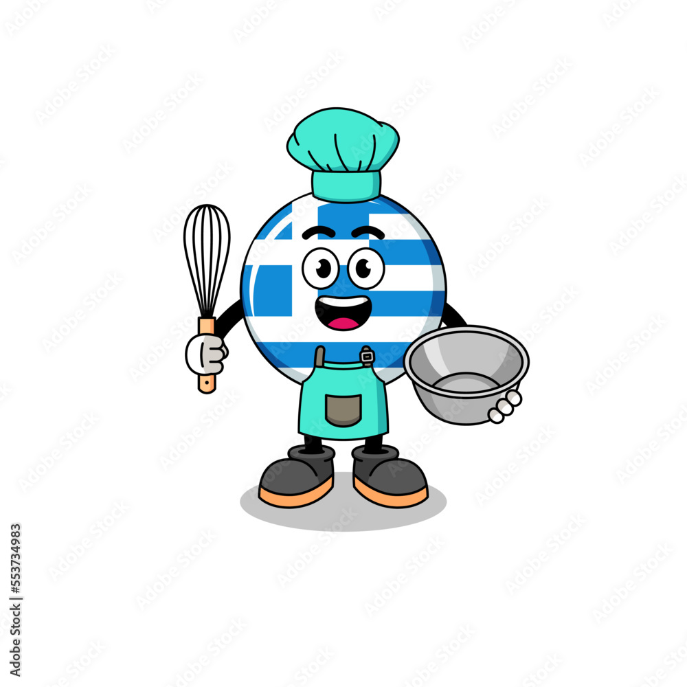 Illustration of greece flag as a bakery chef Illustration of greece flag as a bakery chef