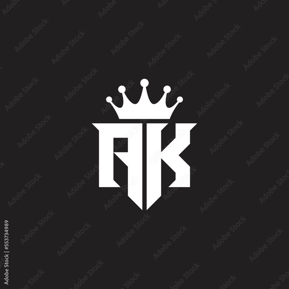 AK or KA logo monogram symbol shield with crown shape design vector AK or KA logo monogram symbol shield with crown shape design vector