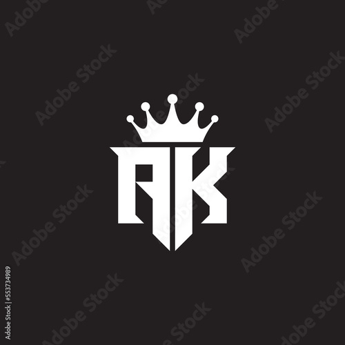 AK or KA logo monogram symbol shield with crown shape design vector