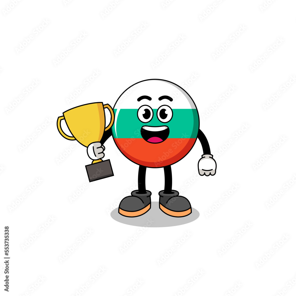Cartoon mascot of bulgaria flag holding a trophy Cartoon mascot of bulgaria flag holding a trophy