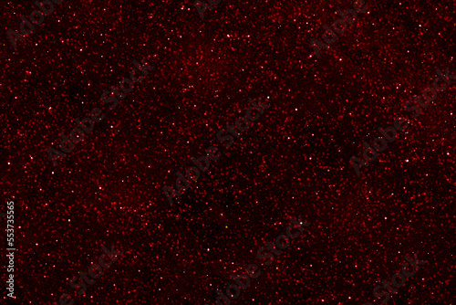 Red starry night sky galaxy space background. Glitter background. Christmas, New Year and all celebrations concept backgrounds.