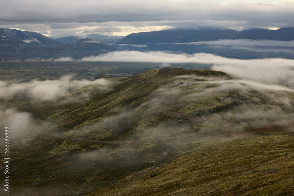 View of foggy mountains View of foggy mountains