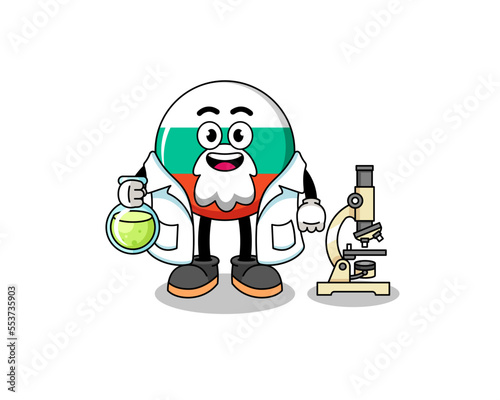 Mascot of bulgaria flag as a scientist
