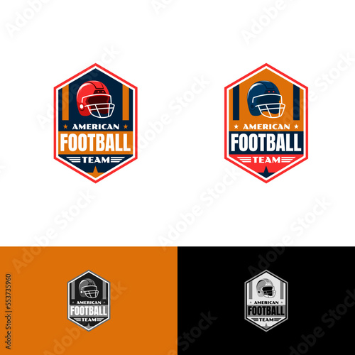 Logo Emblem American Football With Diverse Color Helmet and Star Symbol