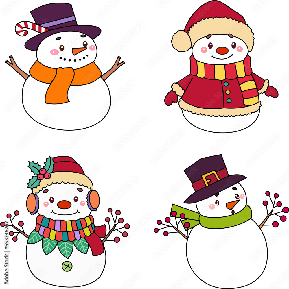 4 Christmas Ready Snowmen