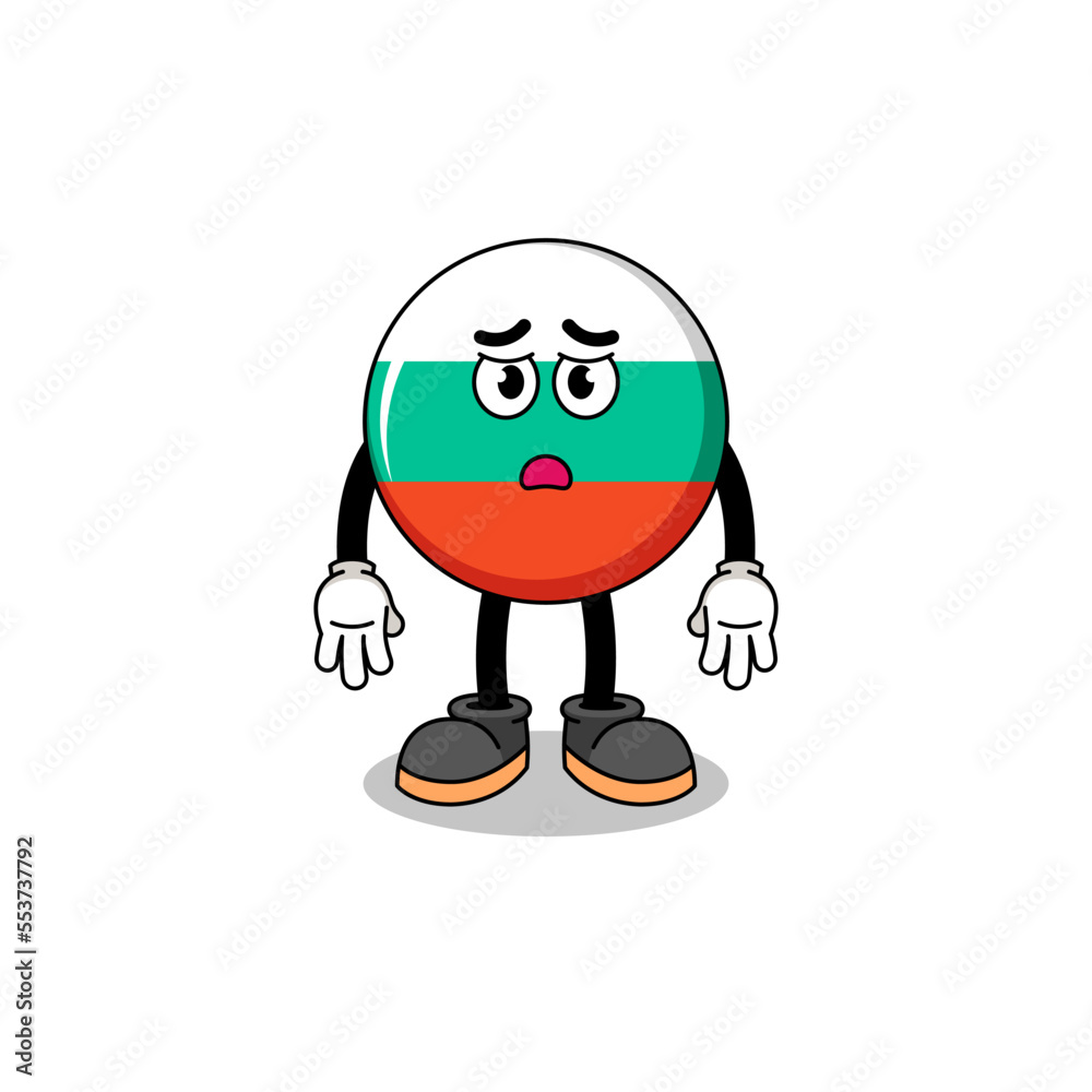 bulgaria flag cartoon illustration with sad face bulgaria flag cartoon illustration with sad face