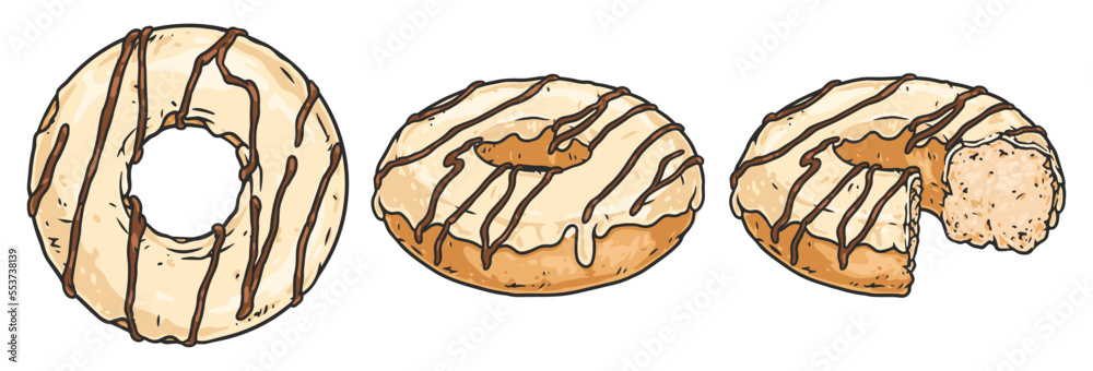 Donuts food labels colorful set