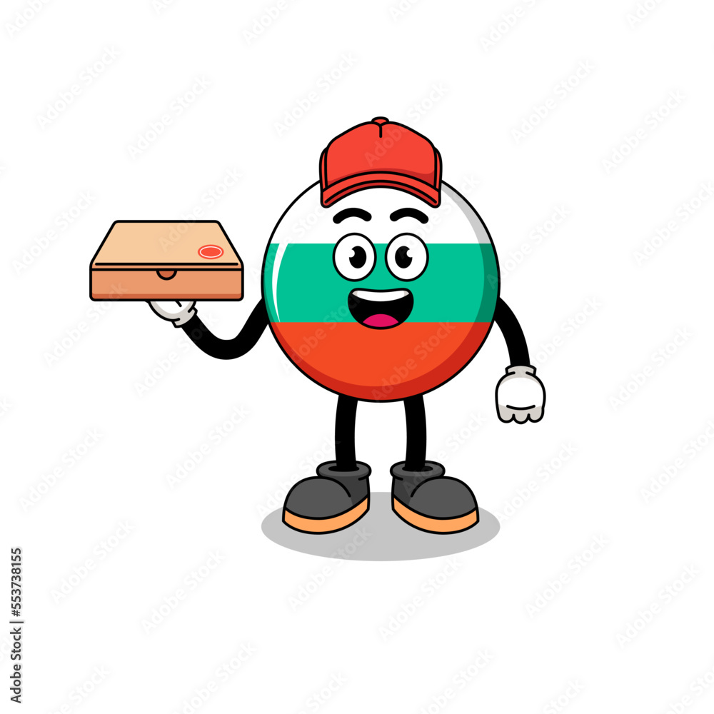 bulgaria flag illustration as a pizza deliveryman