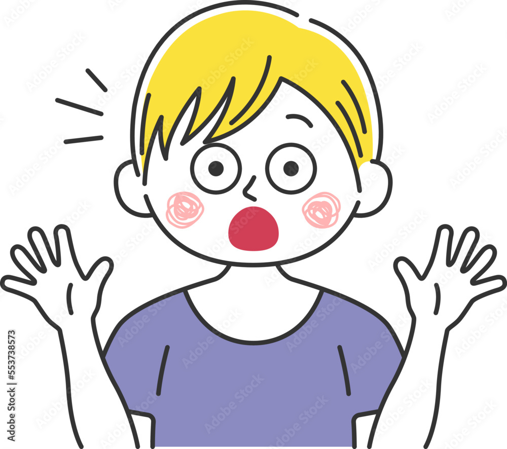 驚いてビックリする、白人男性のイラスト 驚いてビックリする、白人男性のイラスト