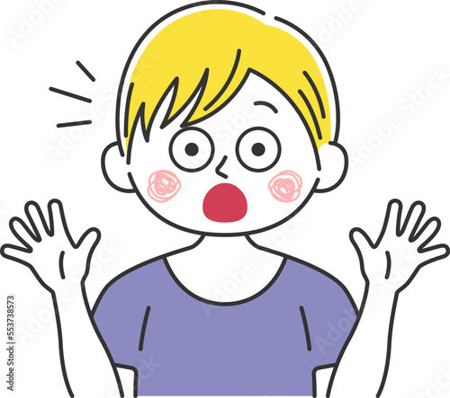 驚いてビックリする、白人男性のイラスト